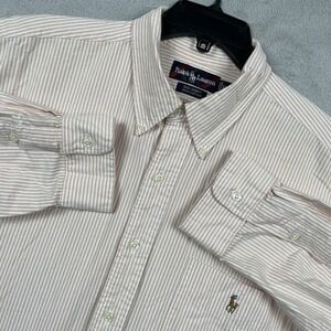 Ralph Lauren Big Shirt Mens XL Pink Striped Flesh Pony Button Down Preppy Oxford
